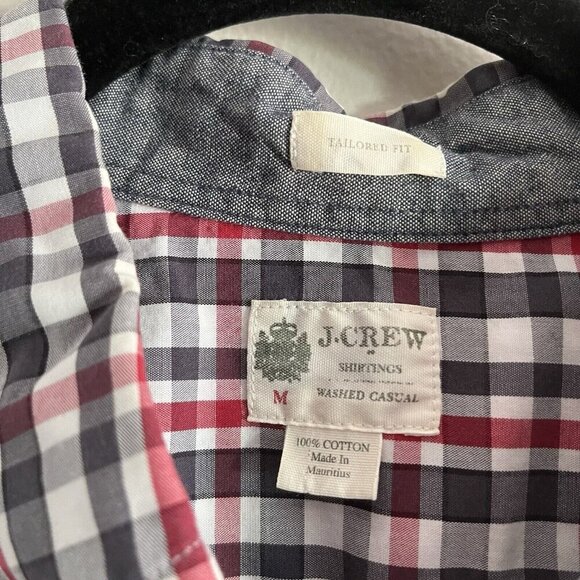 J.Crew Mens M Red/White/Blue Plaid Long Sleeve Tailored Fit Button Down Shirt - Picture 7 of 9